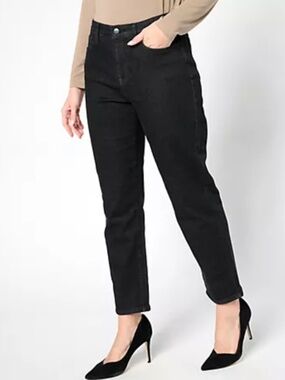 NYDJ Women's Petite Pants 14P Relaxed Boyfriend Jean Black NWOT